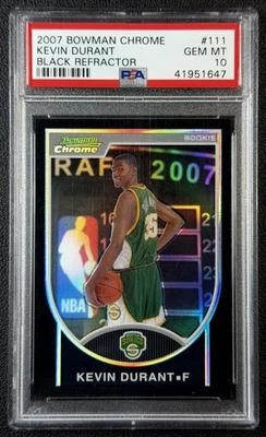 Kevin Durant PSA 10 2007-08 BOWMAN #111 CROMO NEGRO REFRACTOR NOVATO RC 106/199 Foto 1 de 2
