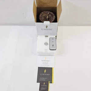 Luminara MOCHA Real Flame-Effect Flameless Candle 7" Glitter Remote Sugared New - Picture 1 of 8