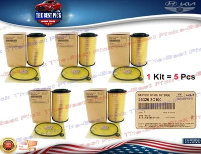 Filtros de aceite 5 piezas ⭐ OEM ⭐ Azera Entourage Santa Fe Sonata Sorento V6 263203C100 Foto 1 de 4