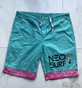 Vintage 80s 90s Pink OCEAN PACIFIC Neo Surf Shorts 36 Cotton Skate Beach Large - Picture 1 of 9