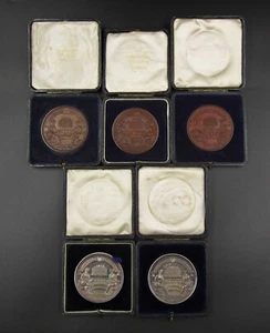 1914-1923 CRIPPLEGATE INSTITUTE SET OF 5 x 51mm SILVER & BRONZE PRIZE MEDALS - Picture 1 of 6