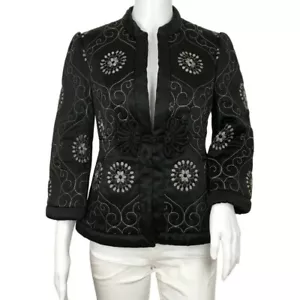 Chaqueta para mujer Nanette Lepore detalles bordados negra talla 8 - Imagen 1 de 5