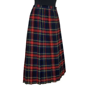 FALDA VINTAGE AÑOS 80 100% LANA TARTÁN PLISADA CORTE TRAPECIO TALLA: GRANDE, 16 POR ETIQUETA - Imagen 1 de 5