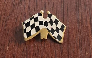 Checkered Flag Racing Car Black and White Lapel Pin Nascar Vintage Hong Kong - Picture 1 of 4