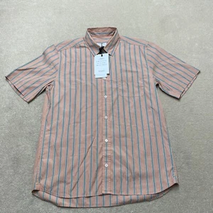 Octobre-Editions Button-Up Shirt Large Men's Pink Salmon Pin-Striped BNWT - Picture 1 of 13