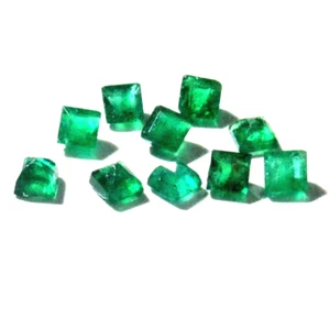 10pcs Natural Colombian Emerald Square Cut 1.5-1.7mm Unheated Super Green Gems - Picture 1 of 5