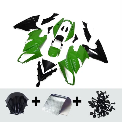 Kit de carenado verde negro para carrocería de plástico Kawasaki Ninja 650R ER-6F 2009-2011 Foto 1 de 4