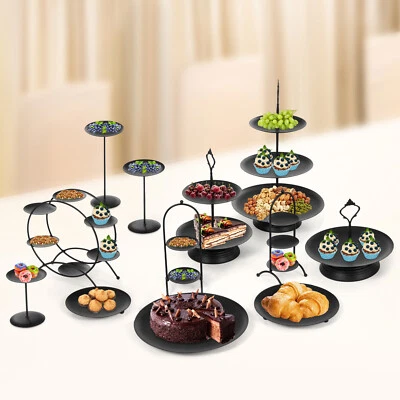 Set Of 12 Metal Plate Cake Stand Metal Art Cake Holder For Anniversaries Server - Image 1 of 4