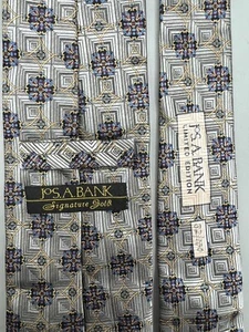 Jos. A. Bank Signature Gold Ltd Ed 59” Men’s Tie Silk Geometric Multicolor Italy - Picture 1 of 12