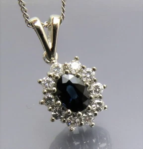 DISEÑO NEUMÁTICO - COLGANTE CLÁSICO SAFIR BRILLANTE EN CADENA BLINDADA - ORO 585 - Imagen 1 de 8