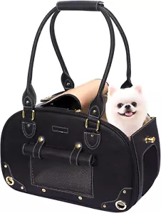 Premium PU Leather Pet Travel Portable Bag Carrier - Picture 1 of 12