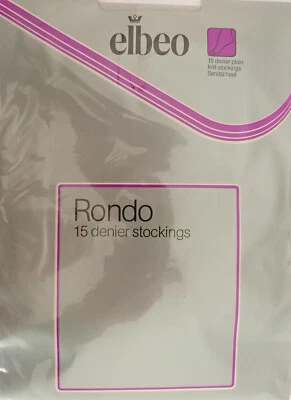 Elbeo Rondo mittelgroße Vintage Uni Strick 15 Den Nylonstrümpfe in weiß