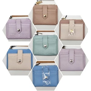 Estuches para tarjetas STEVE MADDEN con cremallera 4,5" x 3,5" azul rosa beige verde púrpura ELIGE - Imagen 1 de 8