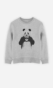 Kids Sweatshirt Gray. LOVE PANDA - Picture 1 of 3
