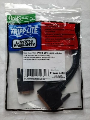 6Ft. DB9 Female to DB25 Male AT Serial Modem Cable with Screws Model: P404-006 - Image 1 of 4