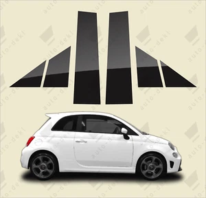 Se adapta a Fiat 500 595 695 Abarth - NEGRO BRILLANTE A + B pilar vinilo calcomanías - Imagen 1 de 2