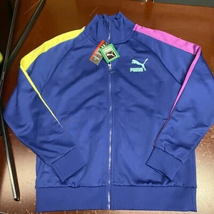 Puma Mens Blue Iconic T7 Long Sleeve Pockets Full Zip Track Jacket Size L S M - Picture 1 of 3