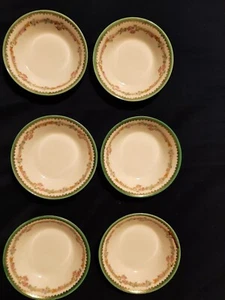 Lot of 6 Beyer And Bock Prussia Royal Rudolstadt Berry Bowls Green Trim Floral - Picture 1 of 11