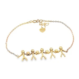 18ct Gold Plated Family 5 People Bracelet RRP£49 BP1100141YG Boxed - Picture 1 of 4