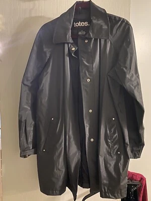 Womens Rain Coat Long Black Lightweight Nylon totes Brand Size - Image 1 of 4