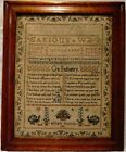 EARLY 19TH CENTURY VERSE, MOTIF & ALPHABET SAMPLER BY ELIZA CURRIE AGED 7 - 1810