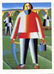KAZIMIR MALEVICH•Haymaking 1928-29 Offset Litho 5x7 Russia Art - Picture 1 of 1