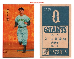 Tarjeta de béisbol 1958 JCM30a-1 'Doyusha' MENKO ~ TATSURO HIROOKA ~ HOFer japonés - Imagen 1 de 3