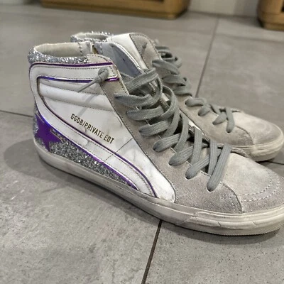 Golden Goose Women's White Distressed Mid Star Sneaker glitter Shoes Sz 39 NEW - Image 1 of 4