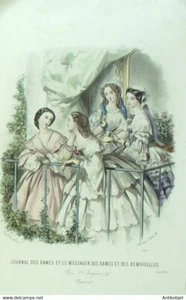 Gravure de mode Messager des Dames et Demoiselles 1857 n°8 - Imagen 1 de 1