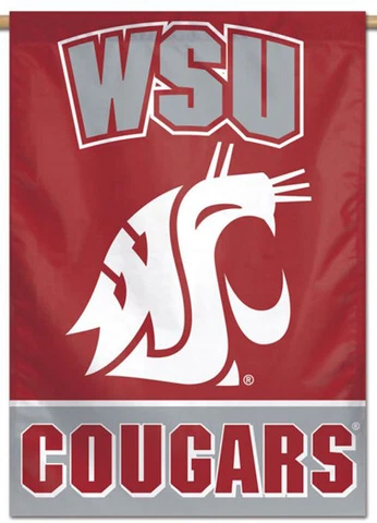 University of WASHINGTON STATE COUGARS Official NCAA Team Logo 28x40 WALL BANNER Cover