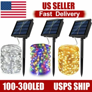 Outdoor Solar String Lights Fairy 100/300LED Copper Wire Waterproof Garden Decor - Picture 1 of 22