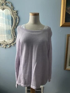 J Crew Linen Blend Pullover Sweater Womens Size Large Lavender - Picture 1 of 6