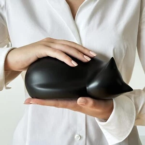 Black Cat Urn, Pet urn for Cats Ashes, Sleeping Cat Urn, Cremation cat urn, F... - Picture 1 of 6