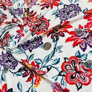 4-Way Stretch Fabric Vintage Floral Print Spandex 60" Wide By Yard for Swimwear - Picture 1 of 5