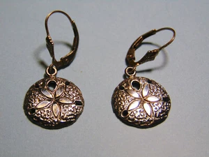 Sterling Silber Sand Dollar Ohrringe - durchbohrt Hebel Rücken Hänger - Bild 1 von 3