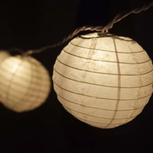 Fantado 4" White Round Shaped Party String Lights by PaperLanternStore - Picture 1 of 5