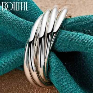 DOTEFFIL 925 Plata Esterlina Cinco Círculos Bobina Anillo Fiesta Moda Dije Joyería - Imagen 1 de 7