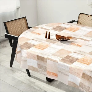 Wachstuchtischdecke Oval 140x240cm Glatt Patchwork Oldstyle abwaschbar - Bild 1 von 9