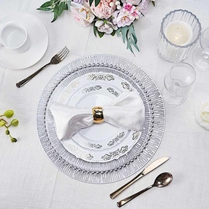 6 SILVER 15" wide Spike Round Vinyl Placemats Party Wedding Decorations - Picture 1 of 8