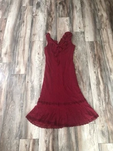Vintage Redish/maroon Embroidery Sun Dress - Picture 1 of 3