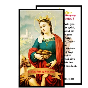 Saint Elizabeth of Hungary Patron of Widows and Widowers Blessed Prayer Card - Picture 1 of 2