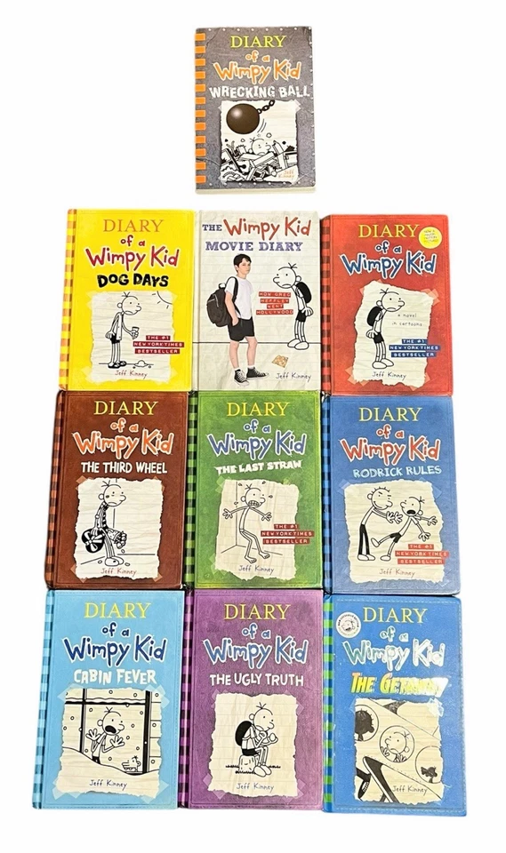 Дневник слабака лот из 10 книг в твердом переплете + 1 книга в мягкой обложке Jeff Kinney Kids - Изображение 1 из 4
