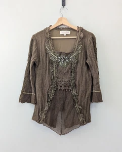 Pretty Angel Fairy Grunge Y2K Mori Kei Braun Top Damen L - Bild 1 von 14