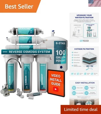 6-Stage Alkaline Under Sink Water Filter System - 100 GPD with PPM Meter - Image 1 of 4