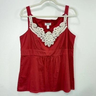 Ann Taylor LOFT Size 12 Babydoll Top NEW Sleeveless Crochet Lace Trim Boho - Image 1 of 4
