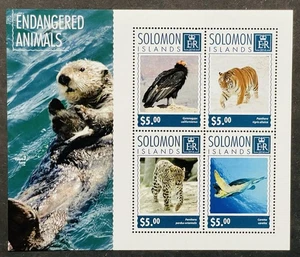 FRANCOBOLLI ISOLE SALOMONE ANIMALI IN VIA DI ESTINZIONE MNH 2014 TIGRE LEOPARDO TARTARUGA LONTRA - Foto 1 di 1