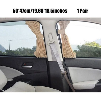 2 Pcs 50*47cm Beige Adjustable Car Window Mesh Style Curtain UV Sunshade Visor - Image 1 of 4