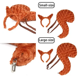 Tier Eichhörnchen Kostüm Set Eichhörnchenohren Haarreif Schwanz Tierkostüm Cosplay - Bild 1 von 16