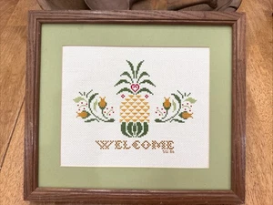 "Imagen completa de punto de cruz de piña de bienvenida de colección 11x13"" arte popular colonial" - Imagen 1 de 6