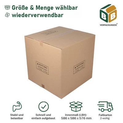 BB-VERPACKUNGEN GMBH Karton Versandkarton Faltkarton Amazon FBA 60x60x60cm braun 2-wellig XL Versand